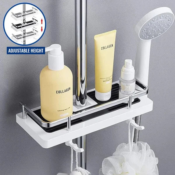 Shower rod storage shelf