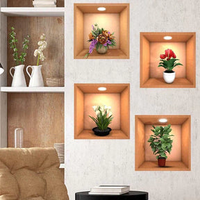 3D Wall Décor Stickers (Pack of 4)