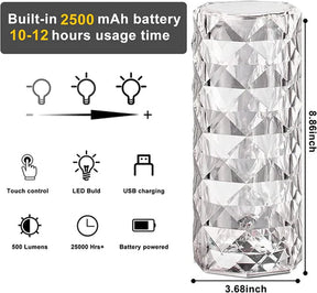 Rechargeable 3D Diamond Crystal Led Lamp