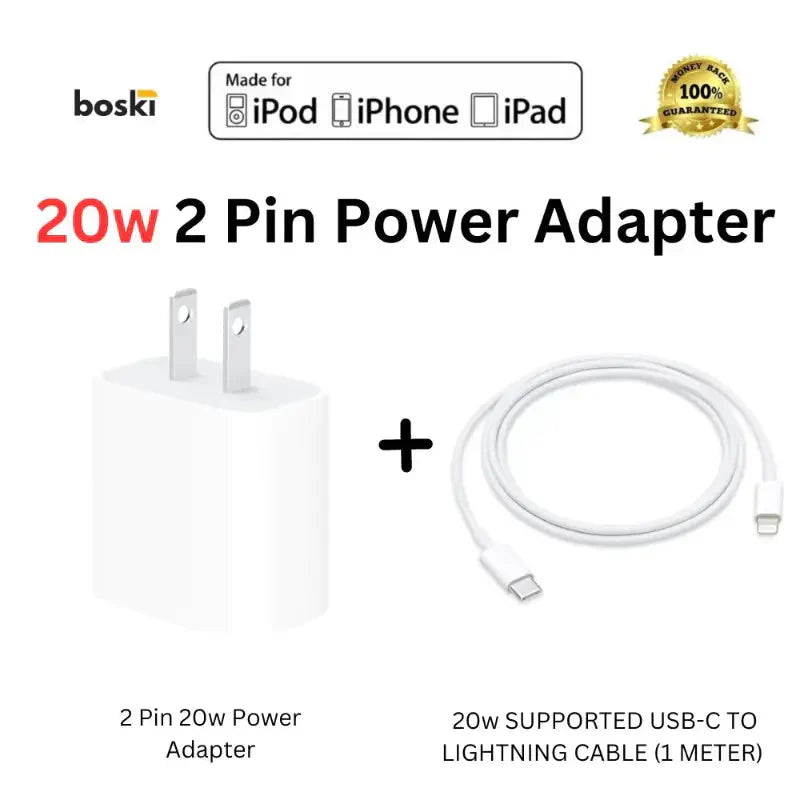 Pack of 2 : 20w 2 Pin Original Adapter with 20w Supported Cable