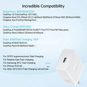 Pack of 2 : 80w OnePlus Supervooc with Supervooc supported Cable