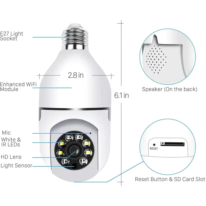 Wireless Wifi Bulb Security Camera